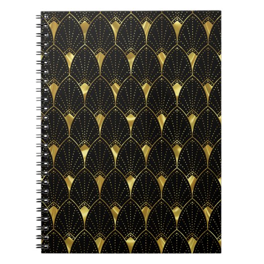 Gold- en Black Art Deco-patroon Notitieboek (Voorkant)