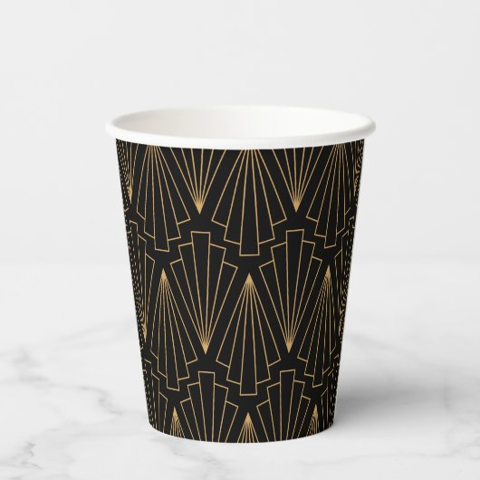 Gold- en Black Art Deco-patroon Papieren Bekers (Achterkant)