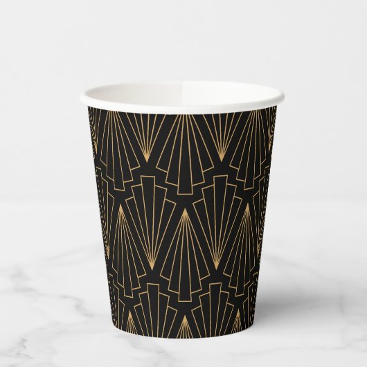 Gold- en Black Art Deco-patroon Papieren Bekers (Links)