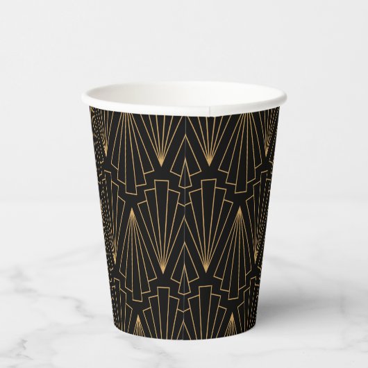 Gold- en Black Art Deco-patroon Papieren Bekers (Rechts)