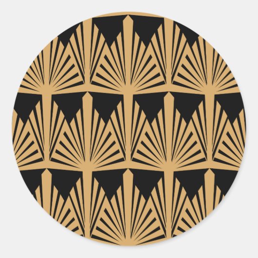 Gold- en Black Art Deco-patroon Ronde Sticker (Voorkant)
