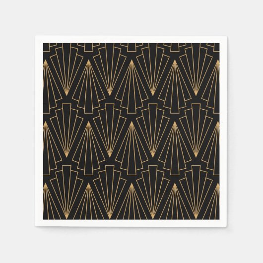 Gold- en Black Art Deco-patroon Servet (Voorkant)