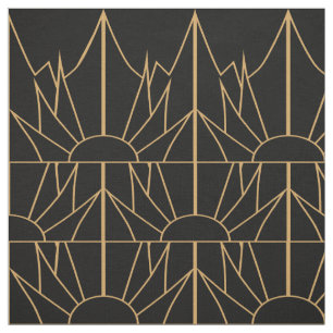 Gold- en Black Art Deco-patroon Stof