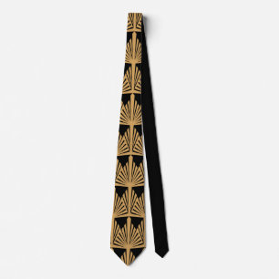 Gold- en Black Art Deco-patroon Stropdas