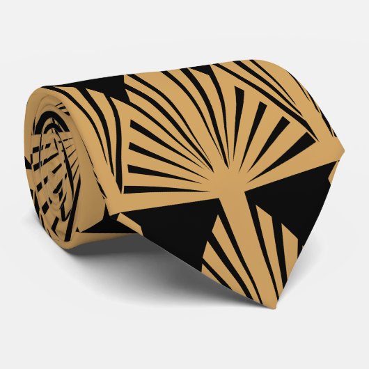 Gold- en Black Art Deco-patroon Stropdas (Opgerold)