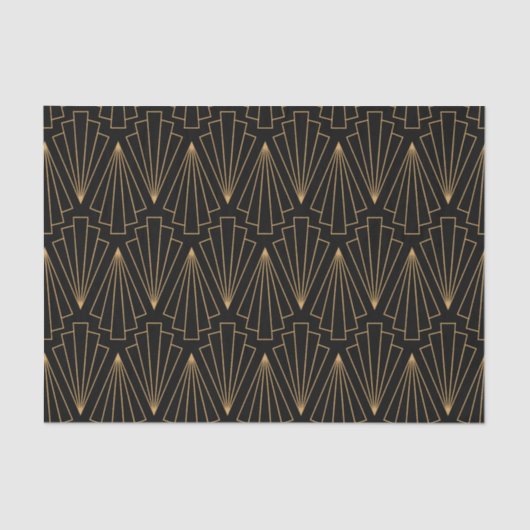 Gold- en Black Art Deco-patroon Tissuepapier (Voorkant)