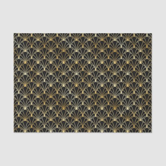 Gold- en Black Art Deco-patroon Tissuepapier (Voorkant)