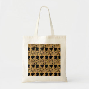 Gold- en Black Art Deco-patroon Tote Bag