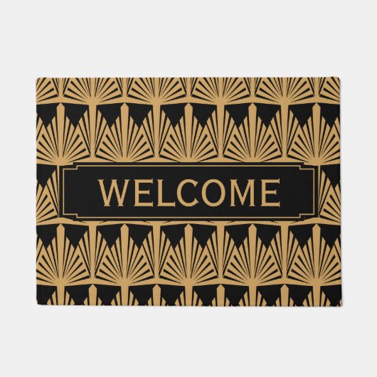 Gold- en Black Art Deco-patroonverwelkoming Deurmat (Voorkant)