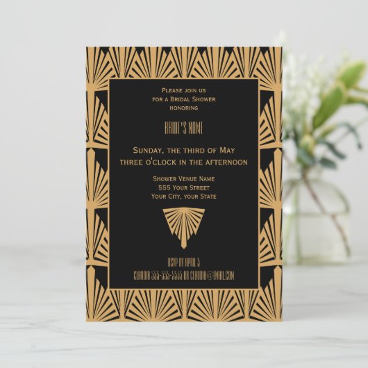 Gold- en Black Art Deco Pattern-Vrijgezellenfeest Kaart (Staand voorkant)