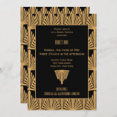 Gold- en Black Art Deco Pattern-Vrijgezellenfeest Kaart (Voorkant / Achterkant)