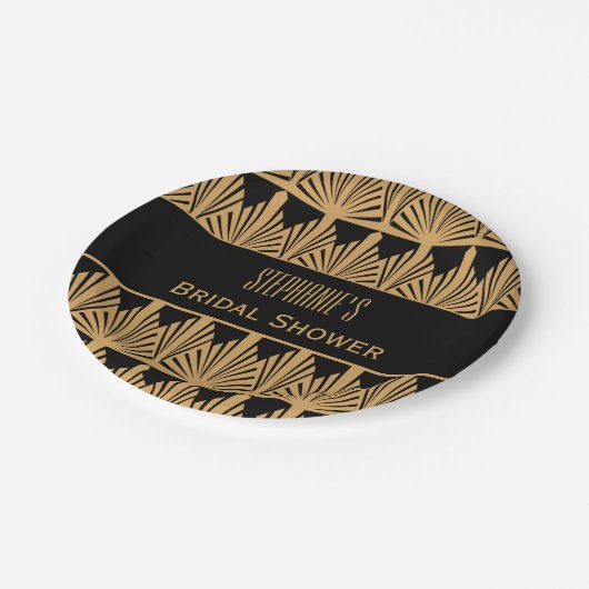 Gold- en Black Art Deco Pattern-Vrijgezellenfeest Papieren Bordje (Gekanteld)