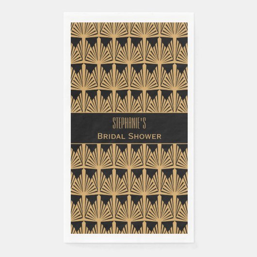 Gold- en Black Art Deco Pattern-Vrijgezellenfeest Servet (Voorkant)