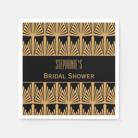 Gold- en Black Art Deco Pattern-Vrijgezellenfeest Servetten (Voorkant)