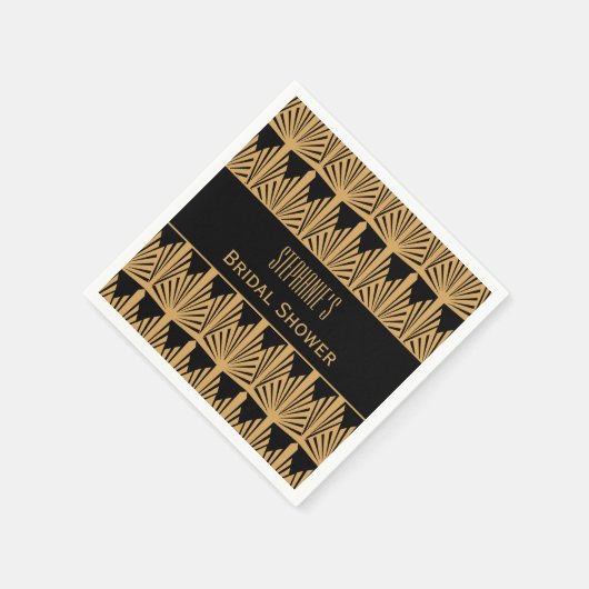 Gold- en Black Art Deco Pattern-Vrijgezellenfeest Servetten (Hoek)
