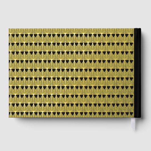 Gold en Black Art Deco Pattern Weddenschap Harteli Gastenboek (Achterkant)