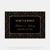 Gold en Black Art Deco Pattern Wedding Acryl Bord (Voorkant)