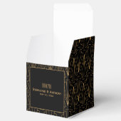 Gold en Black Art Deco Pattern Wedding Bedankdoosjes (Geopend)