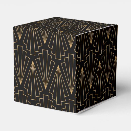 Gold en Black Art Deco Pattern Wedding Bedankdoosjes (Achterkant)