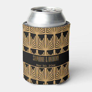 Gold en Black Art Deco Pattern Wedding Blikjeskoeler