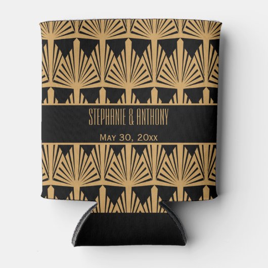 Gold en Black Art Deco Pattern Wedding Blikjeskoeler (Voorkant)