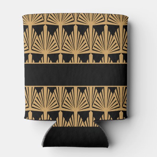 Gold en Black Art Deco Pattern Wedding Blikjeskoeler (Achterkant)