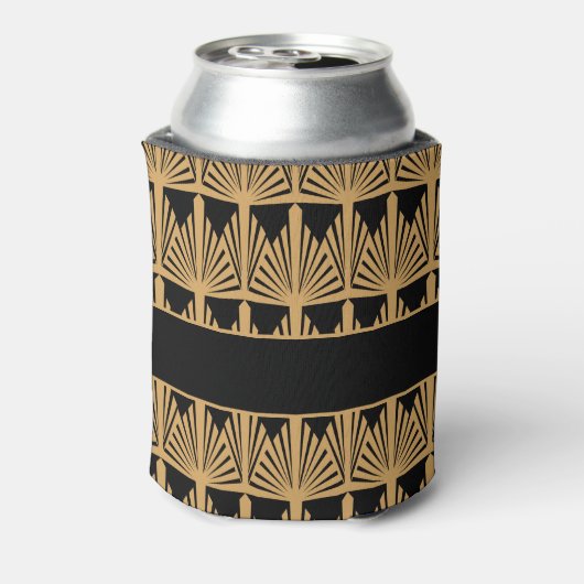 Gold en Black Art Deco Pattern Wedding Blikjeskoeler (Blikje Achterkant)