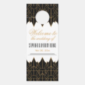 Gold en Black Art Deco Pattern Wedding Deurhanger (Voorkant)