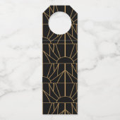Gold en Black Art Deco Pattern Wedding Flessenhanger (Achterkant)