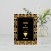Gold en Black Art Deco Pattern Wedding Folie Uitnodiging Briefkaart (Staand Voorkant)