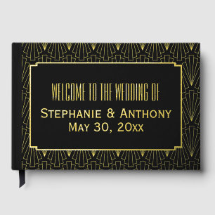 Gold en Black Art Deco Pattern Wedding Gastenboek
