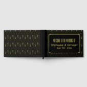 Gold en Black Art Deco Pattern Wedding Gastenboek (Volledig)