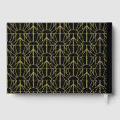 Gold en Black Art Deco Pattern Wedding Gastenboek (Achterkant)