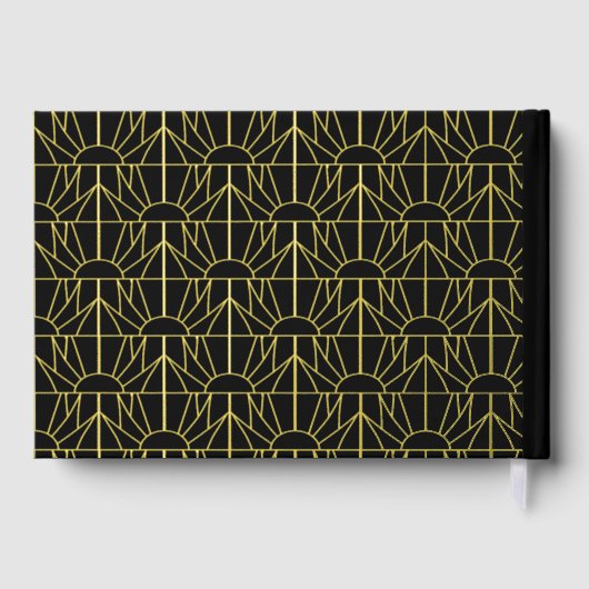 Gold en Black Art Deco Pattern Wedding Gastenboek (Achterkant)