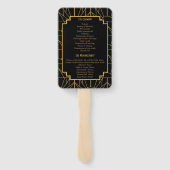Gold en Black Art Deco Pattern Wedding Handwaaier (Achterkant)