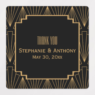 Gold en Black Art Deco Pattern Wedding Labels