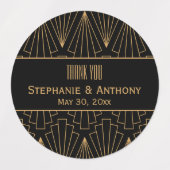 Gold en Black Art Deco Pattern Wedding Labels (Design 2)