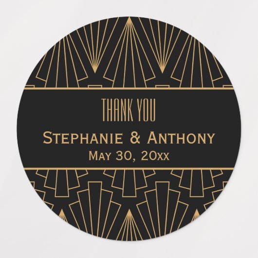 Gold en Black Art Deco Pattern Wedding Labels (Design 2)