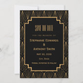 Gold en Black Art Deco Pattern Wedding Save The Date (Voorkant)