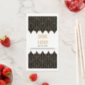 Gold en Black Art Deco Pattern Wedding Servet (Insitu)