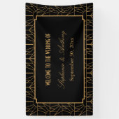 Gold en Black Art Deco Pattern Wedding Spandoek (Verticaal)