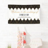 Gold en Black Art Deco Pattern Wedding Spandoek (Insitu)