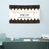 Gold en Black Art Deco Pattern Wedding Spandoek (Beurs)
