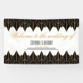Gold en Black Art Deco Pattern Wedding Spandoek (Horizontaal)