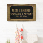 Gold en Black Art Deco Pattern Wedding Spandoek (Insitu)