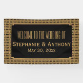 Gold en Black Art Deco Pattern Wedding Spandoek (Horizontaal)