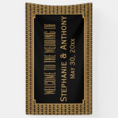 Gold en Black Art Deco Pattern Wedding Spandoek (Verticaal)