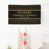 Gold en Black Art Deco Pattern Wedding Spandoek (Insitu)