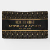 Gold en Black Art Deco Pattern Wedding Spandoek (Horizontaal)