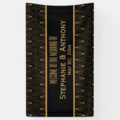 Gold en Black Art Deco Pattern Wedding Spandoek (Verticaal)